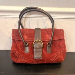 Vintage Coach Burgundy Suede Soho-Hampton Satchel 9507 Hobo Bag Purse